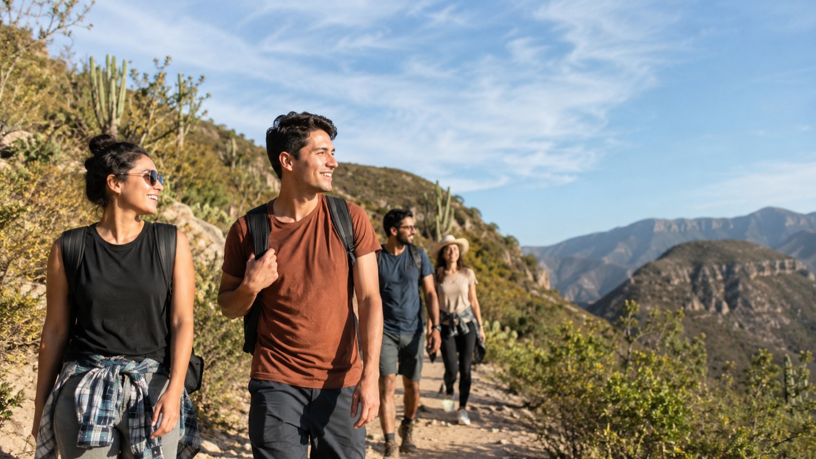 Grupo de hiking en la montaña